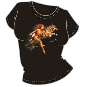 Девушка с волком ― Интернет магазин "Прикольные футболки"