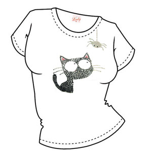 Кот с паучком (стразы) ― Интернет магазин "Прикольные футболки"