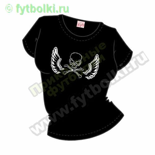 Женская футболка на заказ с комбинированным изображением из страз и